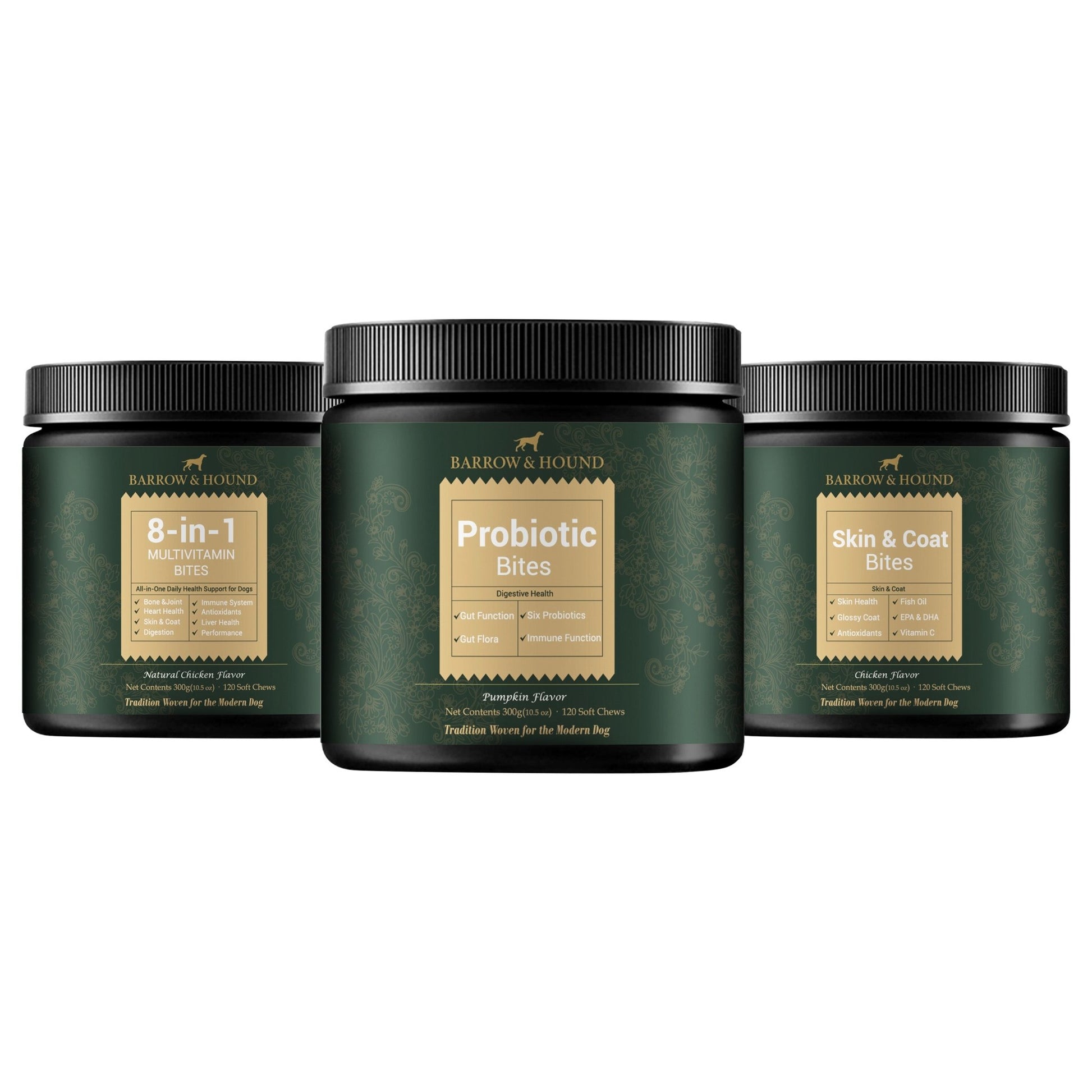 Barrow & Hound Daily Essentials Pack – Multivitamin, Probiotic & Skin & Coat Bites - Barrow & Hound