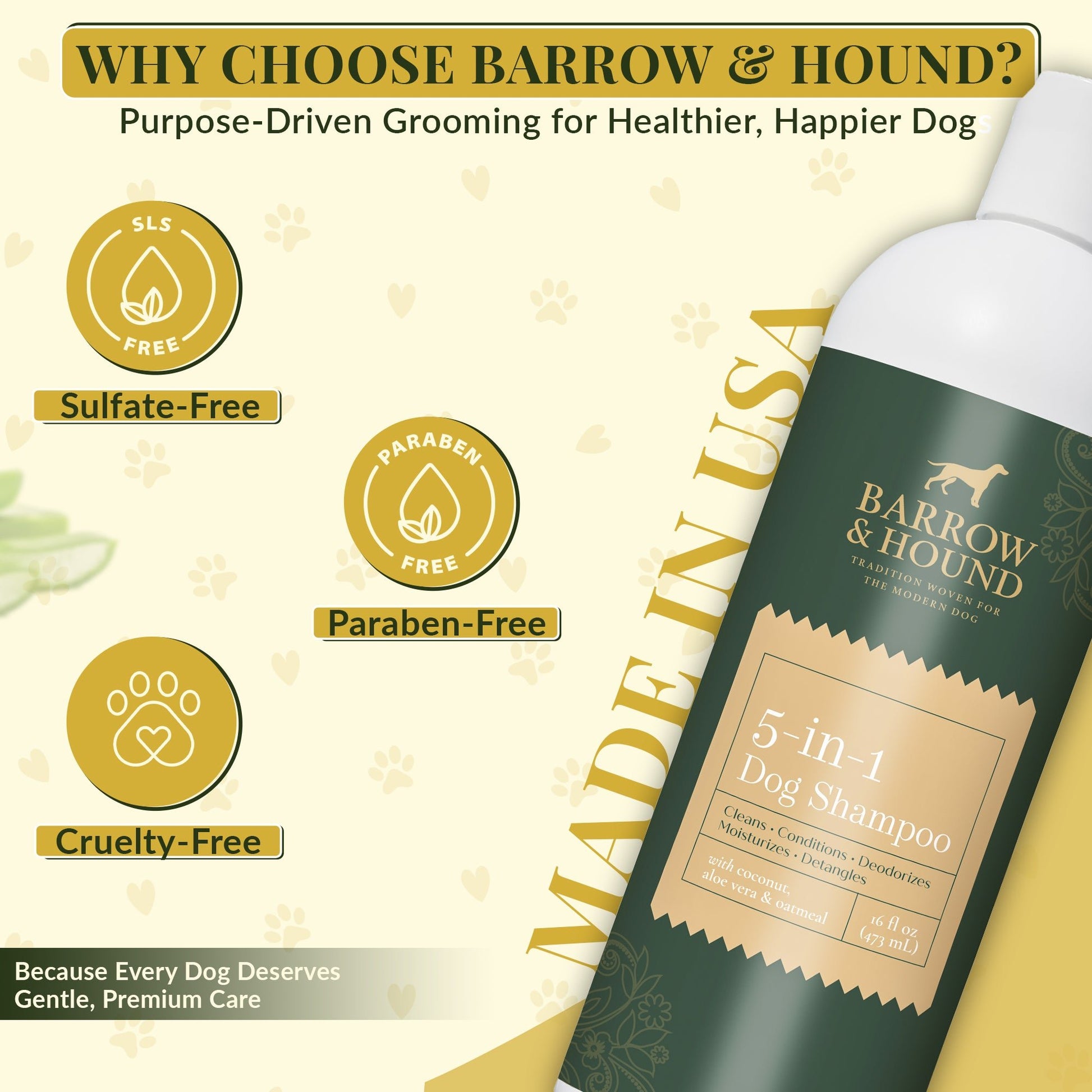 5 - in - 1 Dog Shampoo – Coconut, Aloe & Oatmeal - Barrow & Hound