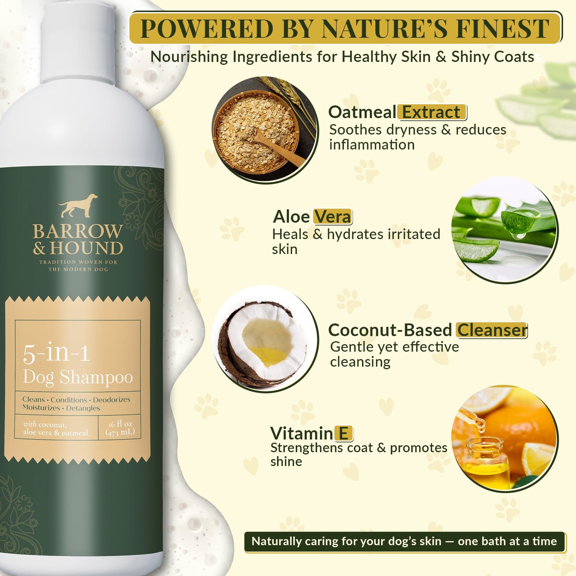 5 - in - 1 Dog Shampoo – Coconut, Aloe & Oatmeal - Barrow & Hound