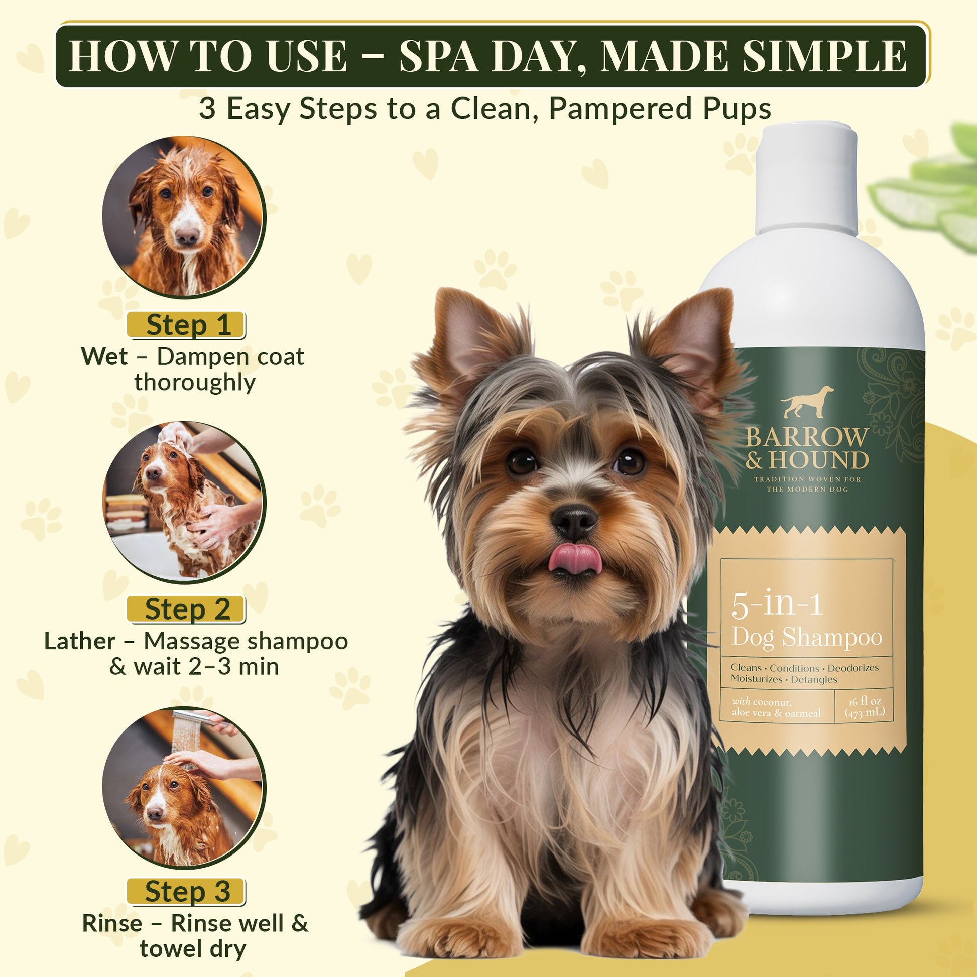 5 - in - 1 Dog Shampoo – Coconut, Aloe & Oatmeal - Barrow & Hound