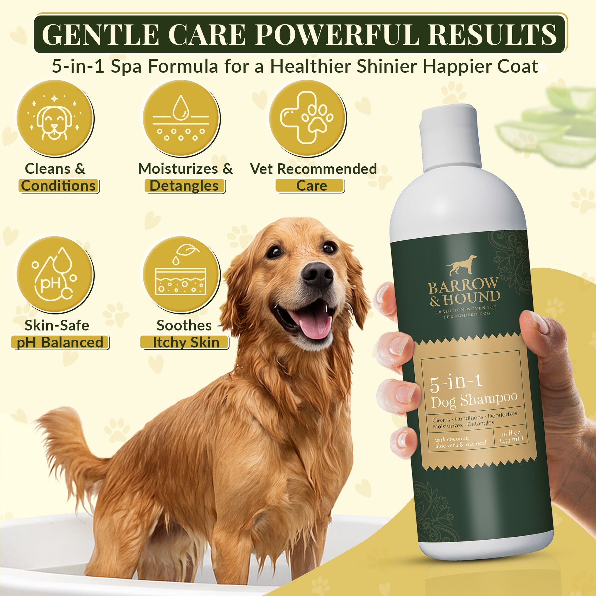 5 - in - 1 Dog Shampoo – Coconut, Aloe & Oatmeal - Barrow & Hound