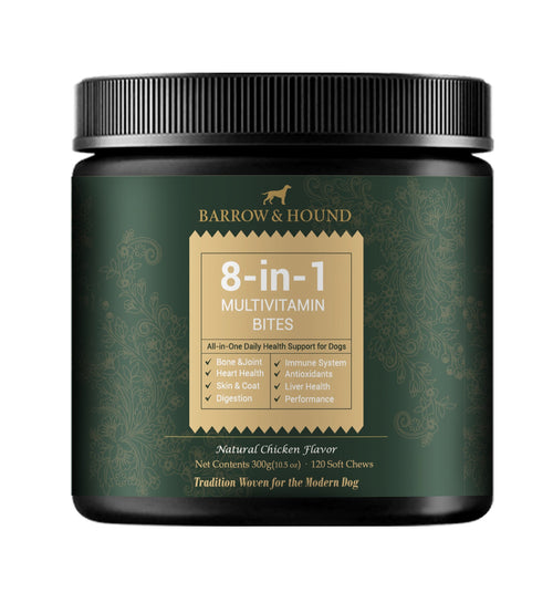 8 - in - 1 Daily Multivitamin Bites for Dogs – All - in - One Health Support, 120 Soft Chews - Barrow & Hound