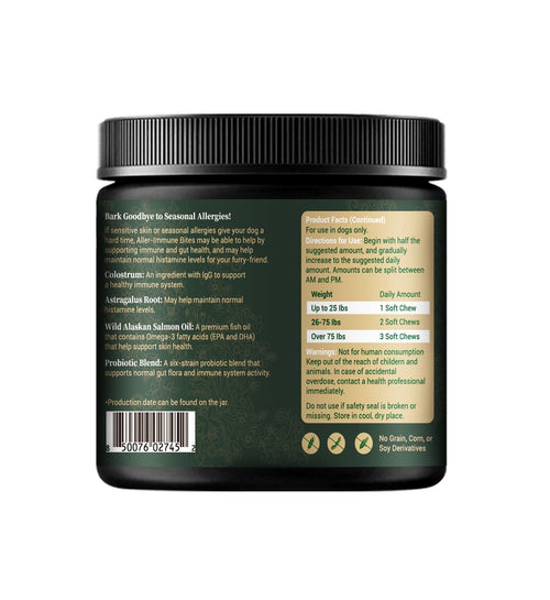 Allergy & Immune Bites for Dogs – Colostrum, Probiotics & Omega - 3 – Seasonal Allergy & Itchy Skin Relief – Peanut Butter Flavor - Barrow & Hound