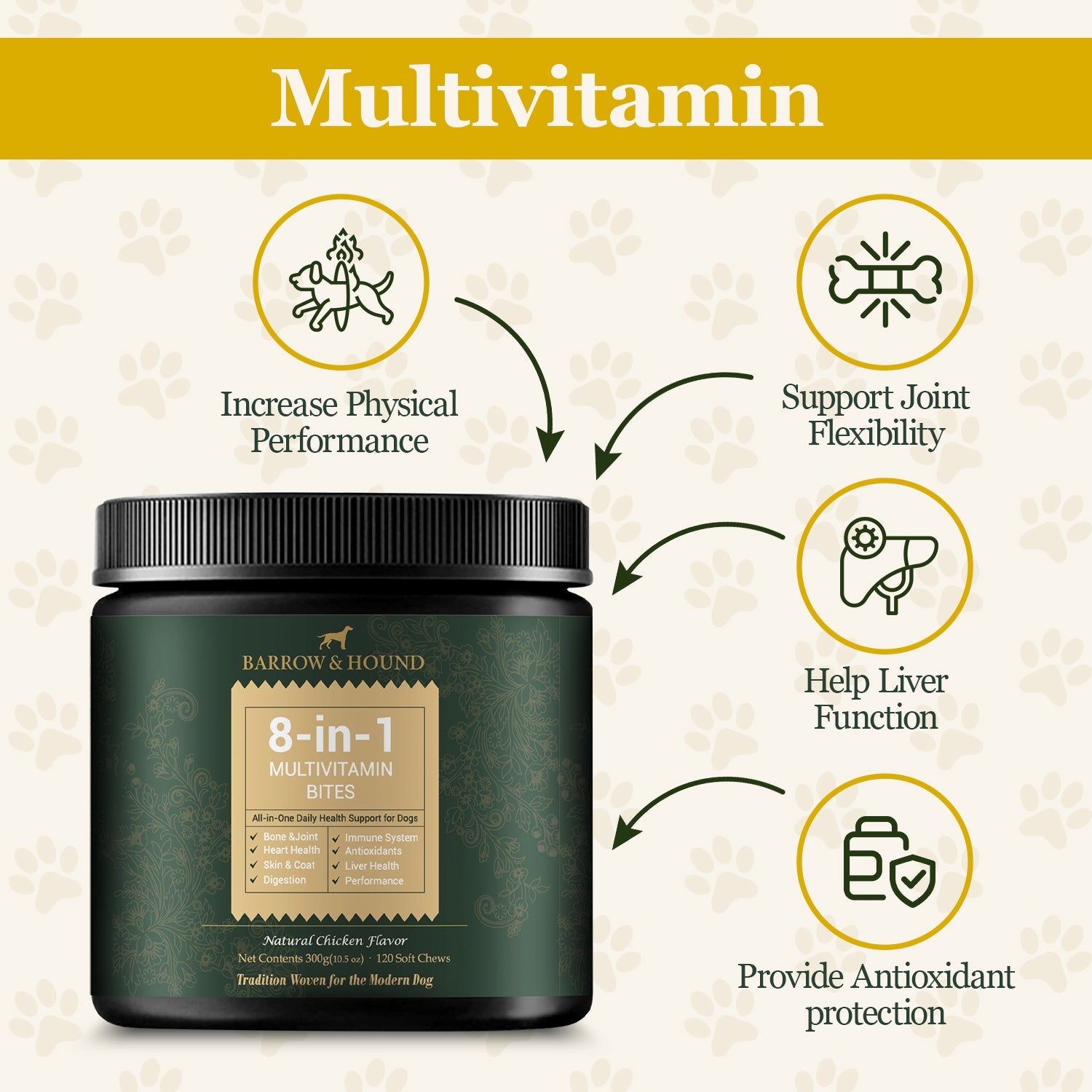 Barrow & Hound Daily Essentials Pack – Multivitamin, Probiotic & Skin & Coat Bites - Barrow & Hound
