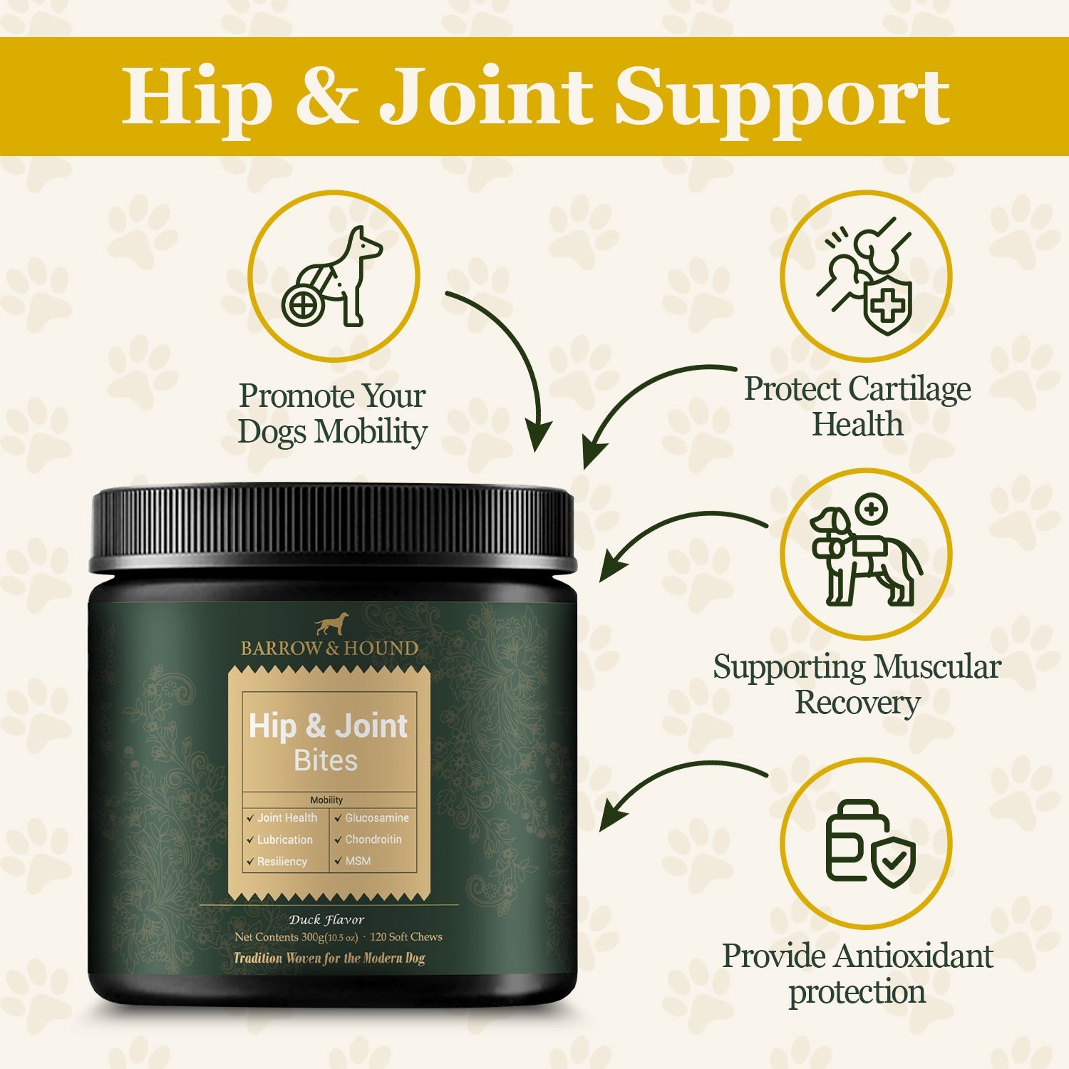 Barrow & Hound Mobility Pack – Hip & Joint Bites & 8 - in - 1 Multivitamin – Joint Health & Complete Wellness Support - Barrow & Hound