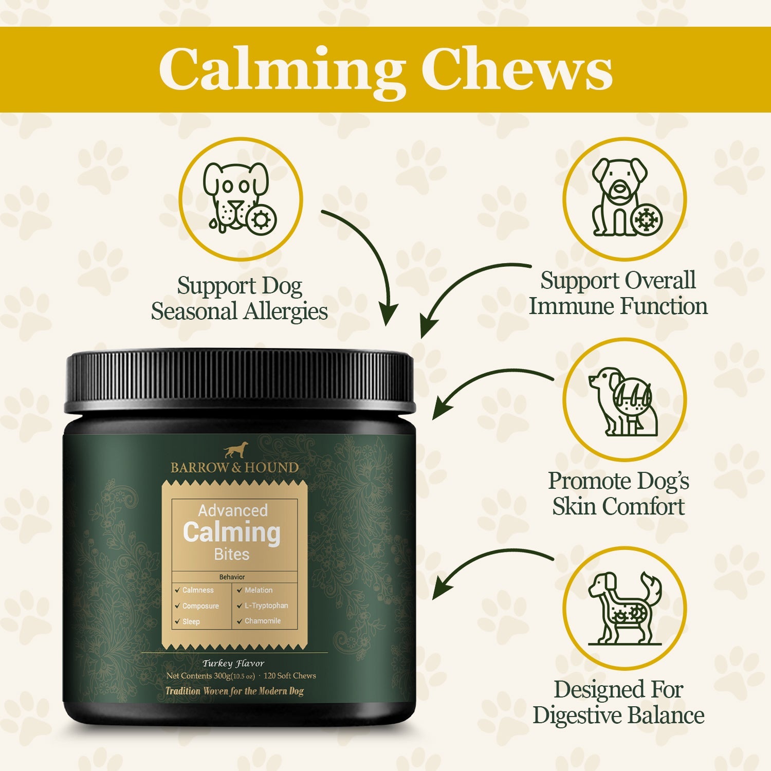 Barrow & Hound Stress - Free Pack – Advanced Calming Bites & 5 - in - 1 Dog Shampoo – Relaxation & Gentle Care for Dogs - Barrow & Hound